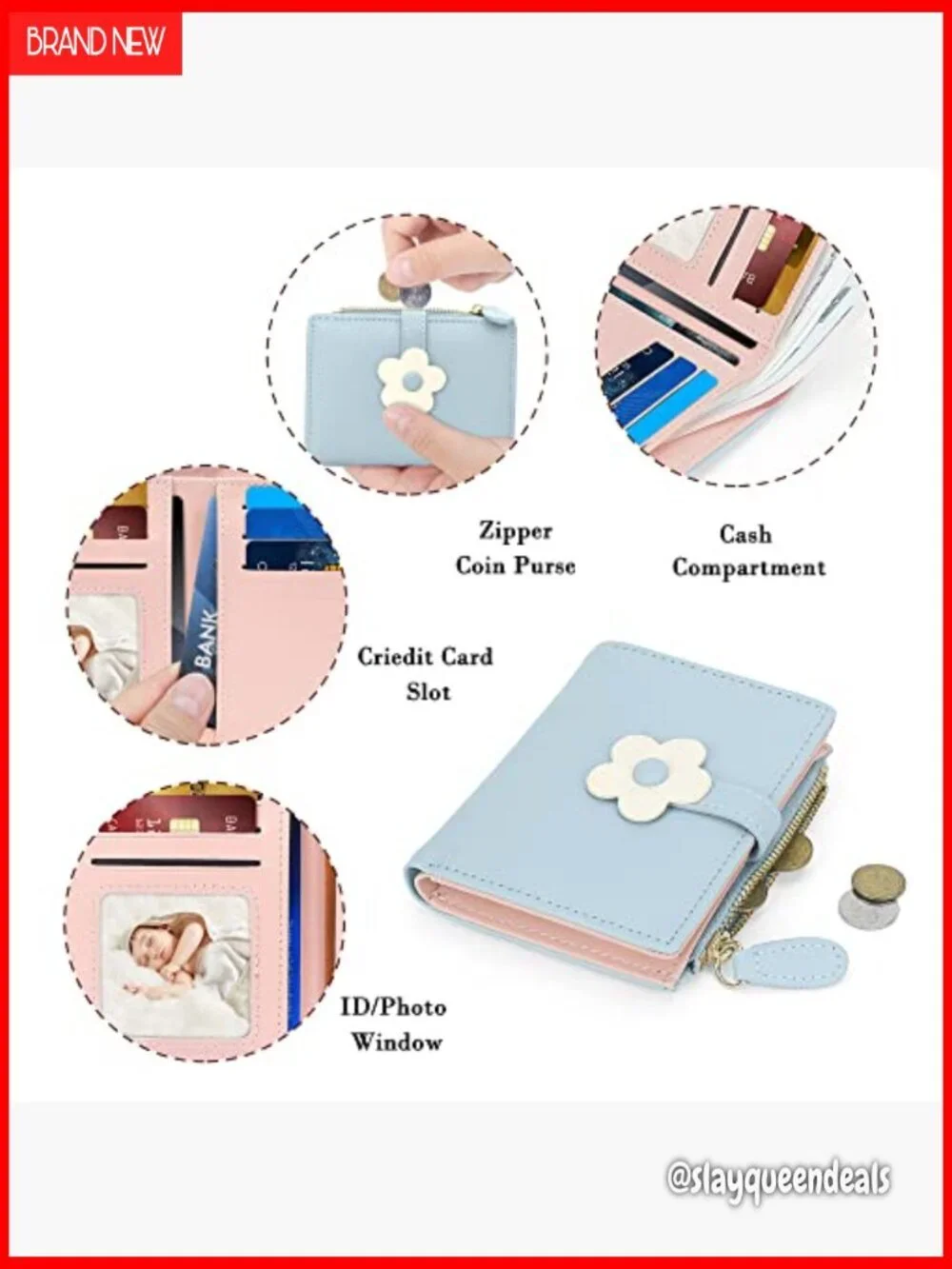 Vegan Leather Bifold RFID Blocking Wallet with Zipper Coin Pocket